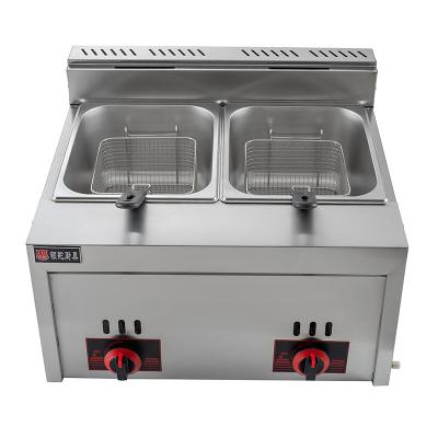 China Commercial Deep Fryers 6L+6L Counter Top Tank Trusses Double Cylinder Gas Deep Fryer for sale