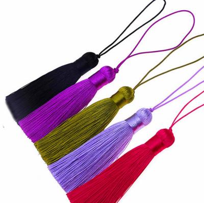 China Cell Phone 16cm High Quality Polyester Silk Tassel With Buckle for sale