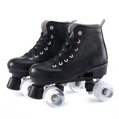 China Fashion\comfortable double row\durable white skating shoes roller skates beginner skates shoes shiny four-wheeled adult for sale