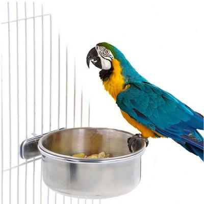 China Viable Pure Silver Heavy Bird Cage Pet Feeder Water Cage Cage Hook Cup for sale