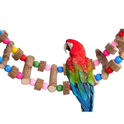 China Bird Ladder Toy Bird Parrot Pet Rope Toys Climbing Stand Colorful Wooden Bird Cage Accessories Viable Parrot Bird for sale