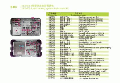 China Caja de tornillo del equipo 1.5/2.0/2.4m m de Mini Locking System Surgical Instrument en venta