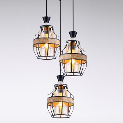 China Restaurant Modern Glass Modern Chandelier Iron Pendant Lamp 9355 for sale