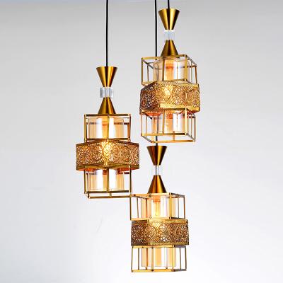 China Restaurant Modern Glass Modern Chandelier Iron Pendant Lamp 9575 for sale