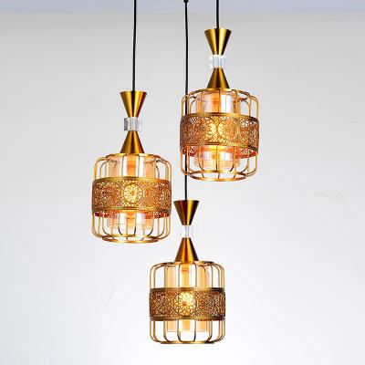 China Restaurant Modern Glass Chandelier Iron Pendant Lamp 9573 for sale