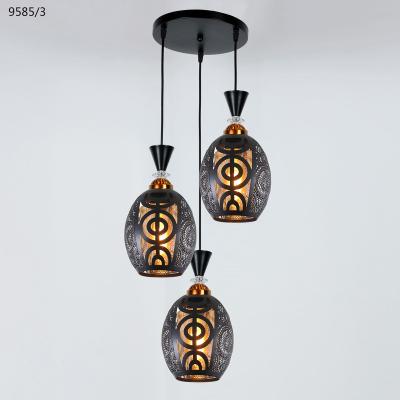 China Modern 3d black and gold glass wrought iron carved restaurant chandelier for sale