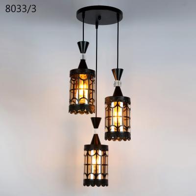 China Vintage Modern Black Iron Dining Room Glass Chandelier for sale