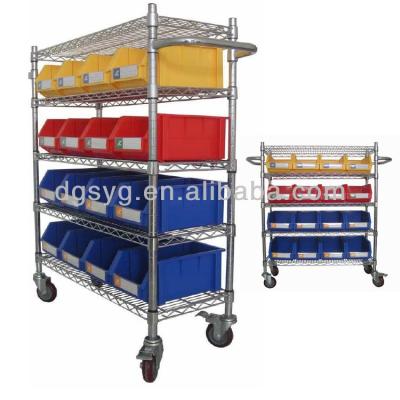 China Wire shelving cart with bin unit including 16 bins any size just according to bins size for sale