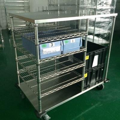 China Storage Stainless Steel Wire Shelving ESD Box Cart For ESD Tray for sale