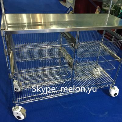 China 202 Stainless Steel And Carbon Steel Stainless Steel Movable Sliding Basket Shelving For Hospital for sale