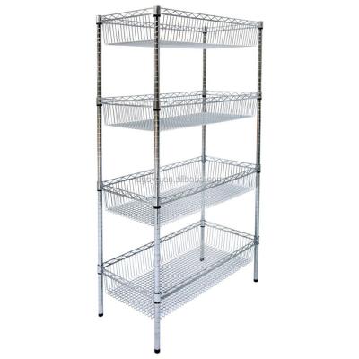 China Double Sided Chrome Basket Bars Chrome Basket Shelf Shelving for sale