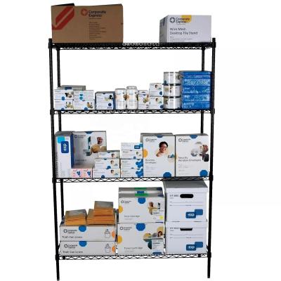 China Single Sided Heavy Duty 4 Tiers Powder Coated Wire Shelf Adjustable Storage Metal Grid Shelving for sale