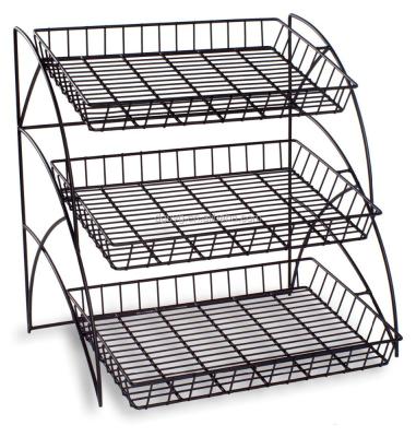 China Black Promotion Open Shelving With Rectangular Grid With 3 Tiers For Table Top for sale