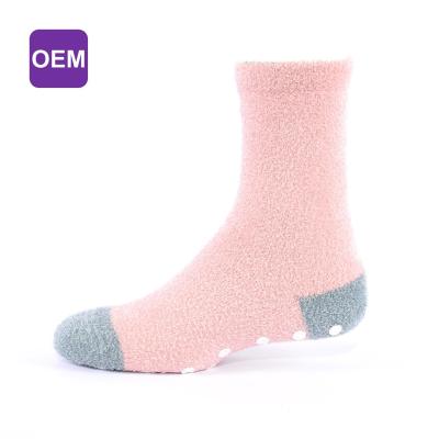 China Custom Logo Crew Cotton Anti-Slip Warm Socks Breathable For Women for sale