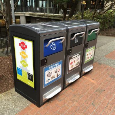 China 3 Compartment Garbage Bin Stocked Outdoor Recycling Bin For Sale for sale