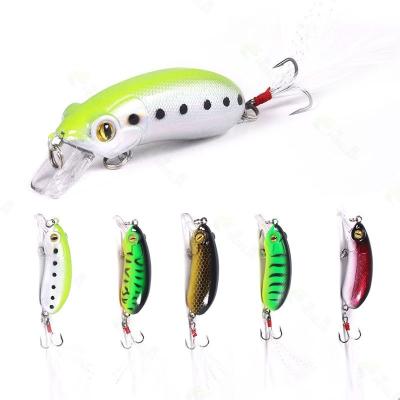 China Plastic Factory Wholesale Artificial Slow Sinking Crankbait Wobblers 6cm/10g Feather Plastic Hard Fishing Lures for sale