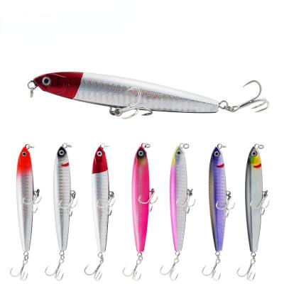 China ABS Long Cast Sinking Sequins Spoon Hook Bass Trout Fishing Lures Artificial Hard Pencil Treble for sale