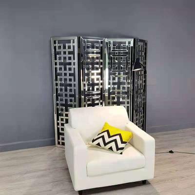 China New Modern CLASSIC Fashion Design Hotel Folding Screen Divider Room Screen Gude Furniture Mirror Glass Screen for sale