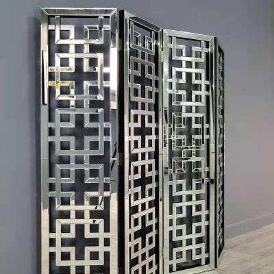 China 2021 New Fashion CLASSIC Modern Design Mirror Glass Hotel Folding Screen Room Divider Room Screen for sale