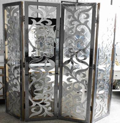 China 2021 New Fashion CLASSIC Modern Design Mirror Glass Hotel Folding Screen Divider Room for sale