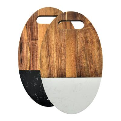 China Sustainable High Quality Marble Cheese Board With Acacia Wood Cutting Board For Charcuterie for sale