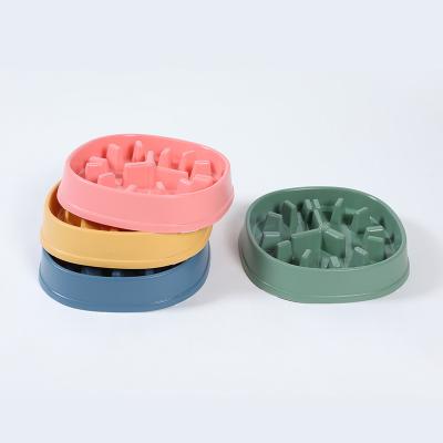 China New Design Slow Food Sustainable Plastic Pet Bowl Dog Bowl Clock Shape Non-Slip Design Cat Bowls for sale