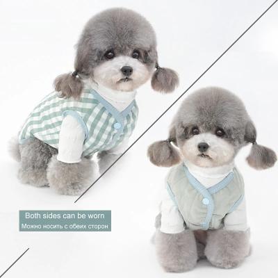 China Sustainable Wear Reversible Cute Plaid Vest Warm Padded Pet Comfort Clothes Vest For Dogs for sale