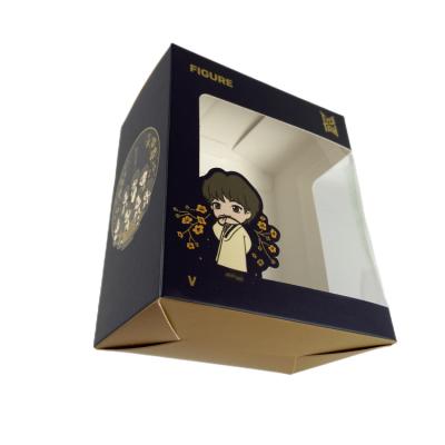 China Wholesale Recyclable Cmyk Printed Cute Folding Box Doll Packaging Toy Paper Box With Clear PVC Window for sale