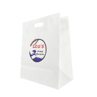 China Recyclable Wholesale Customized Full Logo Printed Shopping Paper Bag With Handle Brown And White Kraft Paper Bags With Your Own Logo for sale