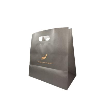 China Custom Recyclable Brown Kraft Paper Bag With Handle ,Eco-Friendly Restaurant Flat Food Delivery Handle Takeaway Bag For Food for sale