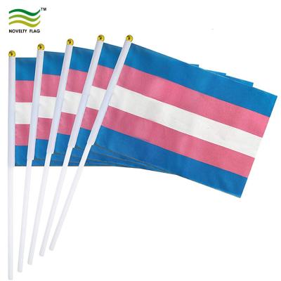 China Rainbow FLYING Pride Hand Stick Flag Small Mini Hand Retractable Transgender Flag Banner for sale