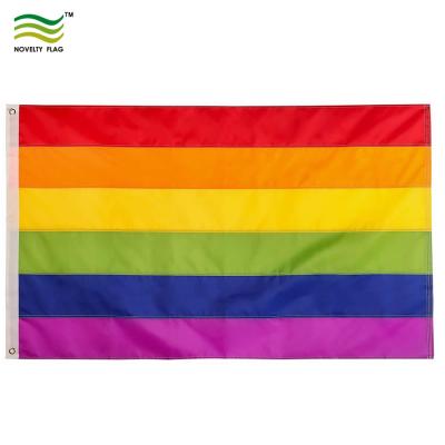 China FLYING Pride Rainbow Flag 3x5ft LGBT Stripes Sewn Gay Lesbian Flags for sale