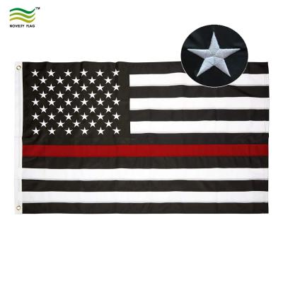 China FLYING Nylon American USA Thin Red Line 3x5ft Flag With Embroidered Stars Stitched Stripes for sale