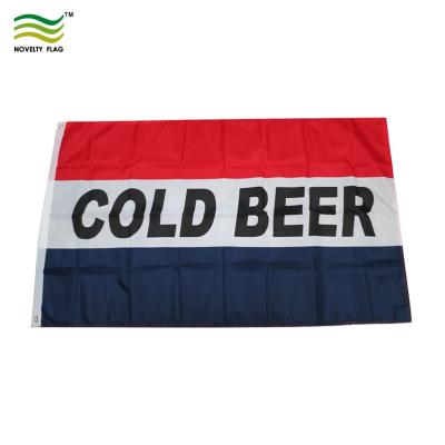 China Cold Beer Flag 3x5- Cold Beer Durable 100% Polyester Banner With Grommets for sale