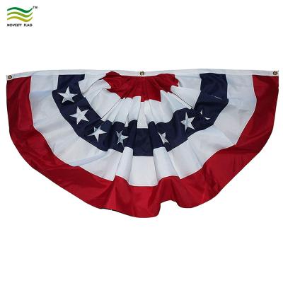 China 600D Hanging Oxford Nylon USA Pleated Fan Flag Independence Bunting for sale