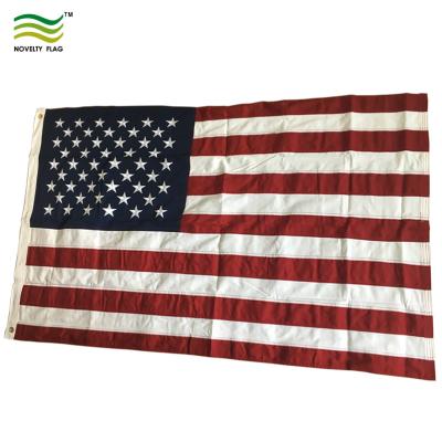 China FLYING 3x5ft 100% Cotton Embroidery Stars USA Flags for sale