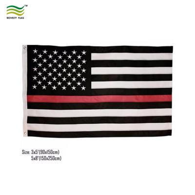 China Flying Black White and Red American Thin Red Line Flag Honoring Firefighters for sale