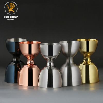 China Wholesale Straight Double Stocked Metal Bar Tool Measuring Cup Cocktail Jigger Stainless Steel Jigger for Holding Bar for sale