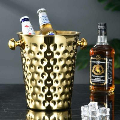 China Viable Customized Branded Galvanized Luxury Gold Bronze Metal Champagne Beer Ice Bucket For Parties for sale