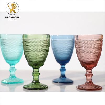 China Wholesale Vintage Colored Decoration Vintage Colored Clear Goblets Glass Wine Goblets Water Goblets Glassware for sale