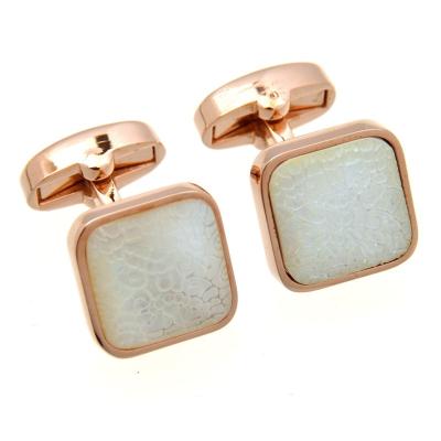 China Fashion Wholesale Rose Gold Geometry Square Round Shell Cufflinks Men Classic Minimalist Luxury Fashion Clothes Accessories for sale