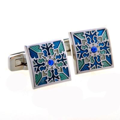 China High Quality Geometric Square Shape Cuff Links Men's Unisex Snowflake Party Shirt Evening Wear Accessories for sale