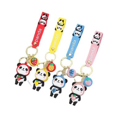 China Cartoon& Cute Fashionable Jewelry Panda Durable Metal Car Key Rubber Key Chain Pendant Accessory Cartoon PVC Lovers Cute Creative Backpack Gift for sale