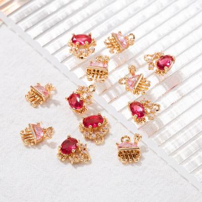 China Wholesale Fashion Luxury 3D Nail Arts Decorated Gold Plated Zircon Nail Charms Drops Nail Pendant Sticker For Women Beauty for sale