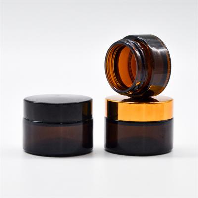 China Hot Selling TOSUN Empty Cosmetic 5g 10g 15g 20g 30g 50g 100g Amber Glass Cosmetic Jar Packaging With Black Gold Silver Lid For Face Cream for sale