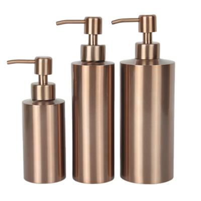 China Wholesale 250ml 350ml 550ml Rose Gold Color SS304 Personal Care TOSU Stainless Steel Empty Lotion Bottle With Silver Lotion Pump Supplier for sale