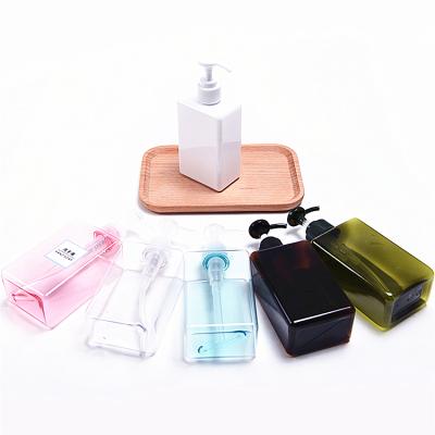 China For Stock Household Products TOSUN 100ml 150ml 200ml 280ml Amber Blue Clear Green Pink Rectangle PETG White Plastic Bottle With Pump For Hand Sanitizer for sale