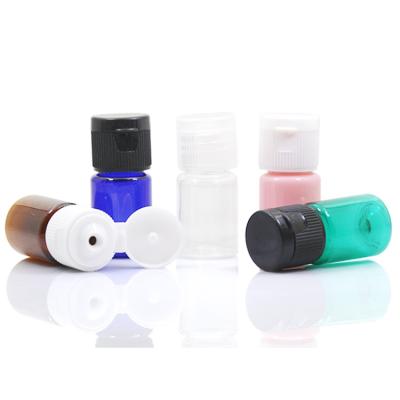 China TOSUN PET Cosmetic Hot Sale 5ml Empty Plastic Bottles Amber Green Blue Pink Clear With Plastic Flip Cap For Sample Packaging for sale