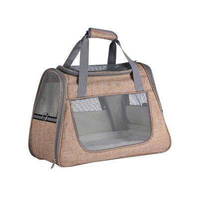 China Sustainable Pet Carriers And Travel Products Supplies Breathable Side Window Folding Cat Bag Large for sale