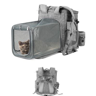 China Viable Expandable Portable Pet Travel Carrier Backpack Increasing Outdoor Travel Camping Pet Carrier Backpack For Cats for sale